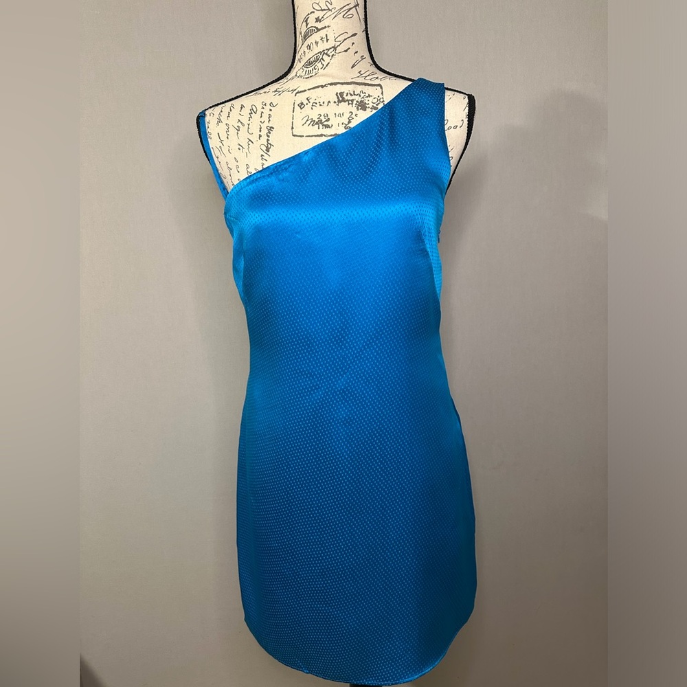 Ted Baker Blue Asymmetrical One-Shoulder Cocktail Dress. Size 2